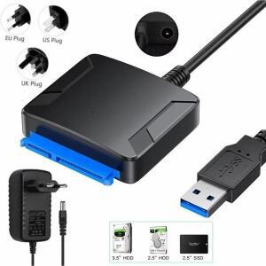 3.5/2.5인치 SSD HDD  III 하드 드라이브 디스크 변환기 용 USB 3.0 어댑터 케이블 12V 5A 전원 어댑터 UAS