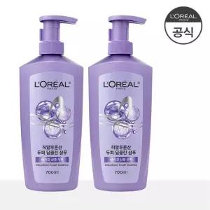 [로레알] [2개] 히알루론산 두피 딥클린 샴푸 700ml+증정 HA 샴푸 100ml