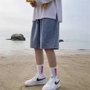 남성 반바지 밴딩 버뮤다 여름 와이드 반바지 5부 데님