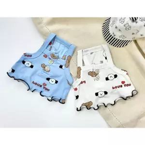 강아지 곰돌이 크롭 나시티 1P 여름 민소매 티셔츠