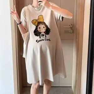 임부복 반팔 원피스 미디기장 편한 여름 등원패션 2색