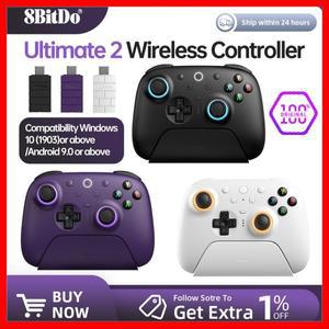 TMR 조이스틱, 전환 가능한 트리거, 모션 제어, 8단 속도를 갖춘 PC 및 Android용 8BitDo Ultimate 2 무선