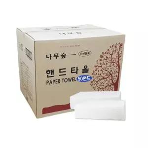신라제지 2겹 천연펄프 나무숲 핸드타올 50밴드 100%천연펄프 원단