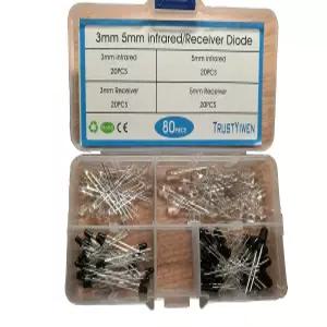 3mm 940nm 수신기/적외선 LED 발광 다이오드 IR 전자 부품 80개 박스 포함 FBA 신규 입고