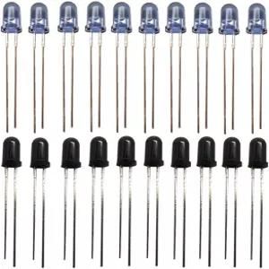 아두이노용 DIKAVS 슈퍼 브라이트 5mm 940nm LED 적외선 송수신 다이오드 (10쌍 팩)