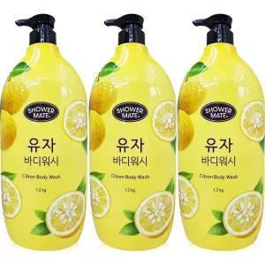 샤워메이트 바디워시 1200ml 유자 3개