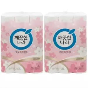 깨끗한나라 벚꽃 프리미엄 휴지 28m (30롤) [2팩]