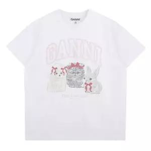 가니 [명품] 화이트 애니멀 프린트 티셔츠 A1050029 151