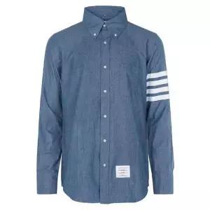 톰브라운 26SS 블루 사선 스트레이트 핏 샴브레이 셔츠 MWL272E 00111 450