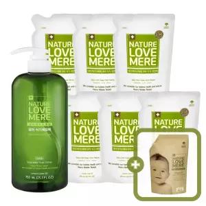 네이쳐러브메레 유아 식기세정제 용기 750ml 1개 + 식기세정제 리필 500ml 6팩 + [GIFT] 아기세제 리필 오리지널향 500ml 1