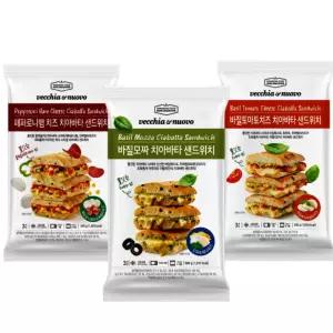 신세계푸드 베키아에누보 치아바타 샌드위치 3종(바질모짜/바질토마토/페퍼로니햄 치즈)