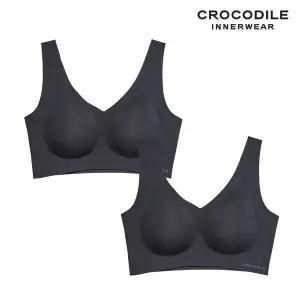 [크로커다일] 소프트 쿨인견 쉘론 패드일체형 V넥 브라2종 블랙 CDWBR5N12_2