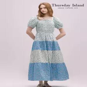[Thursday Island] 스퀘어넥 플라워 롱 원피스(T244MOP277W)