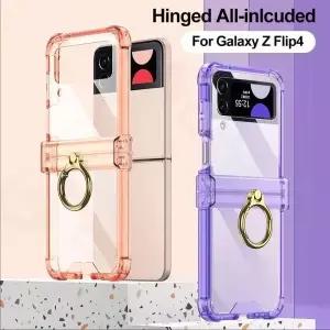 삼성 호환 삼성제품 Z 플립 4 5G 케이스 에어백 힌지 충격 방지 보호 링 스탠드 커버 Flip4 3 5 브래킷