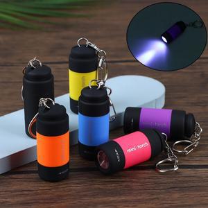 LED 미니 토치라이트 휴대용 USB 충전 키체인 손전등 방수 야외 하이킹 캠핑 토치 램프 랜턴 1개