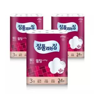 24롤 더도톰한 잘풀리는집 3개 3겹 화장지 퀼팅 30m
