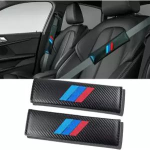 BMW용 2PCS 자동차 안전벨트 커버 탄소 섬유 어깨 보호 부드러운 스트랩 쿠션으로 목과 트럭용 액세서리