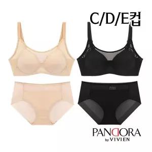 [판도라by비비안]노와이어 풀컵몰드브라팬티2종(PB7126)75C~85E