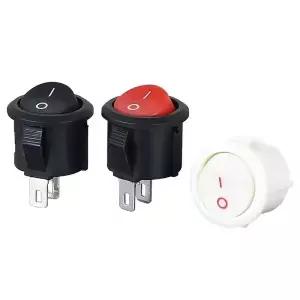 5Pcs 20mm 직경 라운드 로커 스위치 블랙 미니 화이트 레드 2 핀 ON-OFF KCD1-105