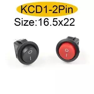 5/10Pcs 직경 16.5mm 3A/250VAC 라운드 보트 로커 스위치 KCD1-105 On-Off 스냅 SPST 검정색 2Pin 전원