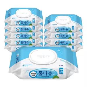 깨끗한나라 물티슈 페퍼민트 엠보싱 캡형 70매 10팩