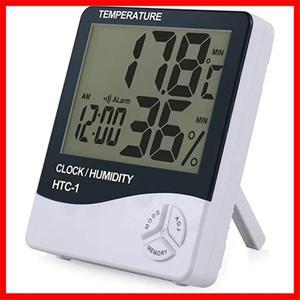 HTC-1 LCD 전자 온습도계, 시계가 있는 기상 관측소 디지털 가정용