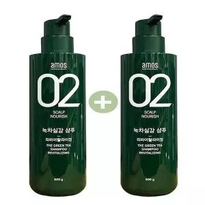 [하프클럽/셀러허브_뷰티]1+1 아모스 녹차실감 샴푸 리바이탈라이징 500g(AD)