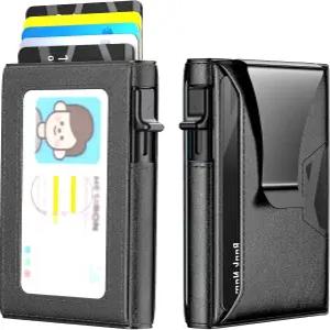 남성용 KISUEDZP 지갑 슬림 미니멀 팝업 스마트 5~6장 카드 수납 가능 - RFID 차단 금속 머니 클립 포함