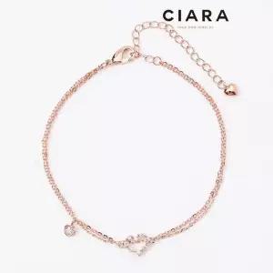 [씨아라][1 1] CIARA 14K Saviano 오또스톤 하트 투라인 팔찌(GoldPlated)