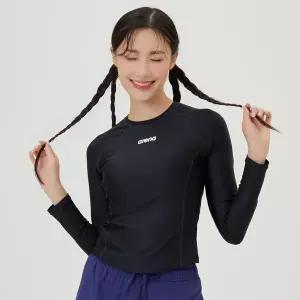 [아레나][아레나수영복]뉴웨이브 레귤러핏 세미크롭 래쉬가드 A4BL1QR46BLK