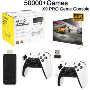 2025 새로운 X9 Pro 레트로 4K 3D 게임 스틱 TV HD 905X3 비디오 콘솔 50000 PS1/PSP/SFC/N64 듀얼 2.4G 컨