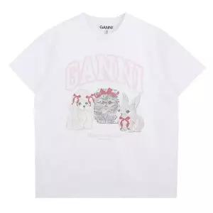 가니 화이트 애니멀 프린트 티셔츠 A1050029-151