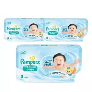 팸퍼스 2026 엔젤 에어차차 여름 쿨링 팬티형기저귀 썸머 66매입 3팩