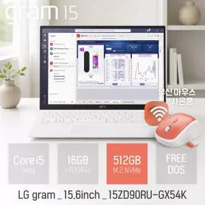 LG 그램 15ZD90RU-GX54K 인텔 i5 16GB 512GB 15.6인치 사무/인강용 휴대용 가벼운 대학생 노트북