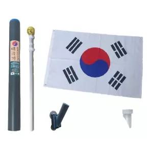 바람에 엉키지 않는 창문 부착/흡착 겸용 가정용 태극기/깃봉/깃대꽂이 세트 AD