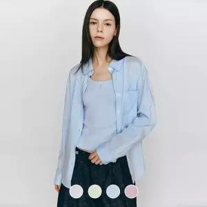 매장정품 지오다노 GIORDANO 루즈핏 봄옷 여자 셔츠 여름 코튼 레이온 시어 긴팔 남방 345519 LE1221654153