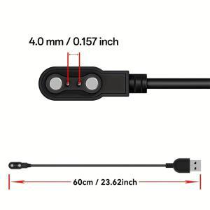 스마트 워치 충전기 마그네틱, 케이블 접점 2핀 간격 4.0mm, 고속 안전 교체용 USB 충전 코드