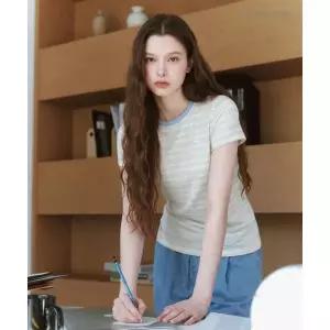 로엠 스트라이프 반팔 티셔츠 RMHWG37R11