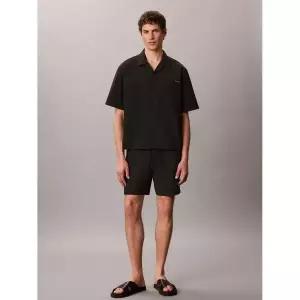 CALVIN KLEIN JEANS 나일론 릴렉스 캠프 카라 숏슬리브 셔츠 4RG120G UB1
