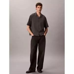 CALVIN KLEIN JEANS 나일론 릴렉스 캠프 카라 숏슬리브 셔츠 4RG120G N3Z