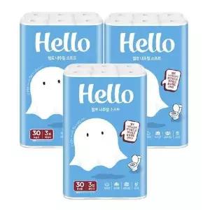 [코디]헬로 내추럴 소프트 화장지 27m 30롤 3팩