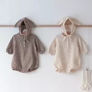 도트 토끼 보넷 슈트 / 아기옷 신생아옷 바디슈트 바디수트