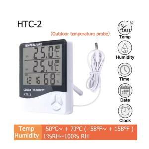 HTC-2HTC-1 LCD 디지털 온도 습도계  실내외 날씨 스테이션 시계 포함