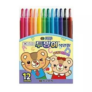 [제이큐]지구화학 샤프식색연필 투명이 12색 돌돌이색연필 (1개입) 신학기 필