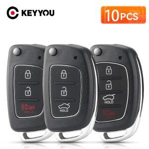 KEYYOU 10PCS 현대 HB20 IX35 I45 산타페 엑센트 I40 I20 HY15HY20TOY40 블레이드 폴딩키 쉘 3버튼 리모컨