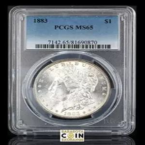 1883년 민트 마크 없음 실버 모건 달러 $1 PCGS MS65