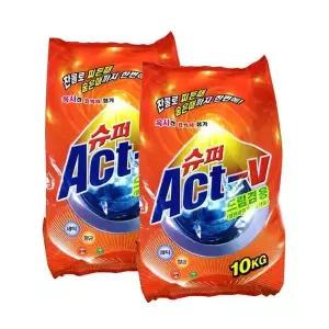 [셀러허브]1+1 슈퍼액티브 ACT-V 일반드럼겸용 세탁세제 10kg 2개 가루세제 (S27419737)