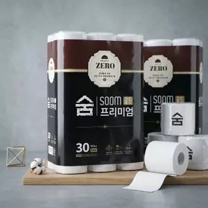 도톰한 숨 프리미엄 골드제로 3겹 30m 30롤 2팩 무형광 화장지