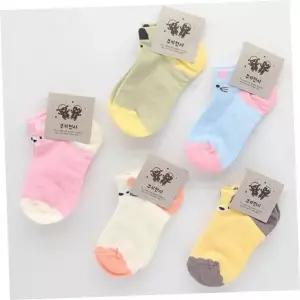 키즈발목양말 아동양말 귀여운 고양이 페이스 단목양말 5켤레묶음