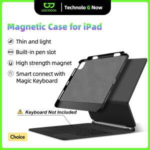 GOOJODOQ iPad Pro 11 13 2024 M4 Air 6 4/5 12.9 매직 키보드 호환 케이스 연필 홀더 용 마그네틱